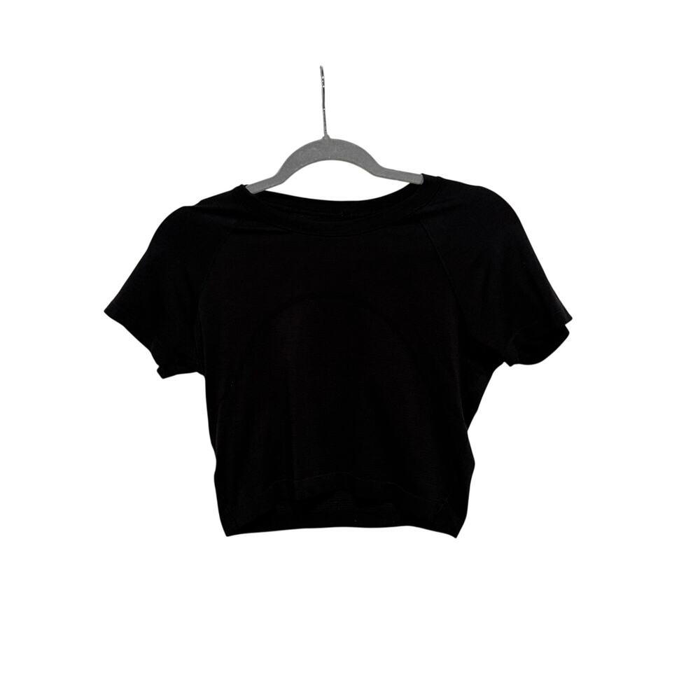 Lululemon Cropped Shirt Women's Est. 8 Black Swiftly Tech
